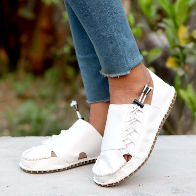 Artificial Leather Super Soft Genuine white china Sandal ( sada side fita )