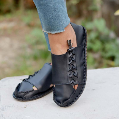 Artificial Leather Super Soft Genuine black china Sandal ( kalo side fita)