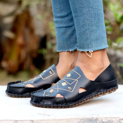 Artificial Leather Magic Super Soft Genuine china black card print Sandal
