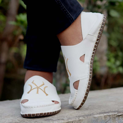 Artificial Leather Magic Super Soft Genuine china White Ambrotary  print Sandal