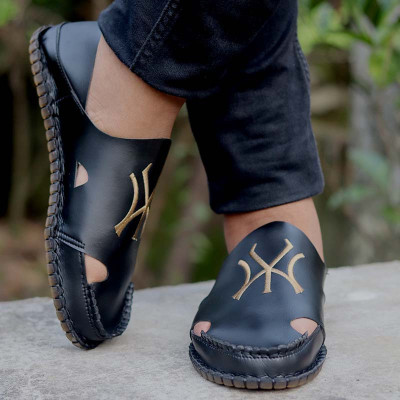 Artificial Leather Magic Super Soft Genuine china black Abrotary print Sandal