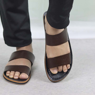 premium quality genuine Leather sandel two belt Chocolate